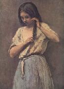 Jean Baptiste Camille  Corot Jeune fille a sa toilette (mk11) Sweden oil painting artist